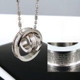 Man 2 Hoop Cross Bible Titanium Steel Necklace -New-