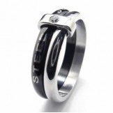 Two Circles 8mm Diamond set Titanium Inlaid Court Band Ring
