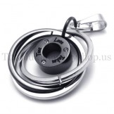 black Multi-ring engraved with "take time love" titanium pendant 20017