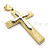 2012 New Two Layers Golden Cross Titanium Pendant 20152