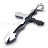 2012 New Duotone Carving Letters Cross Titanium Pendant 20161