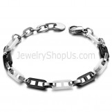 Black and White Staggered Ceramic Figure "8" Bracelet C432