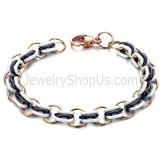 Black and White Ceramic Circle and Rose Gold Titanium Bracelet C431